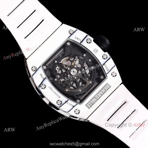 Best Copy Richard Mille RM 030 White Rush Limit Edition Watch Black Rubber Band 6
