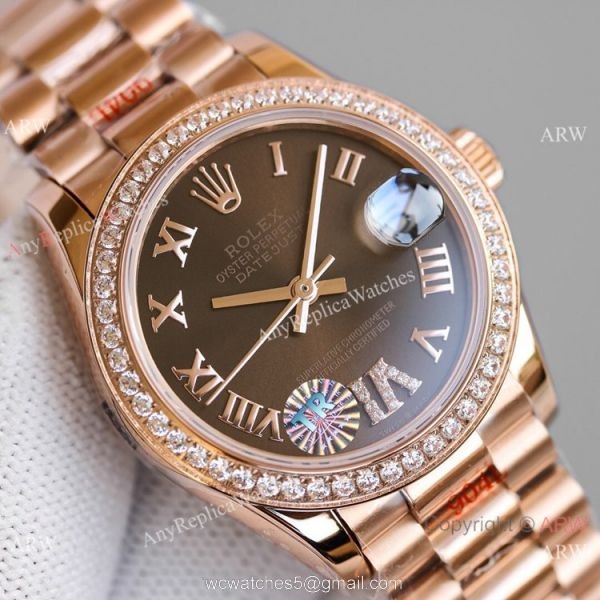 TR Factory 904L Steel Rolex Oyster Perpetual Datejust 31mm Lady Rose Gold Diamonds 6
