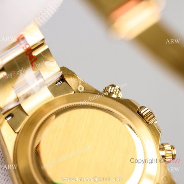 2021 NEW! Swiss Rolex Daytona JH 7750 Watch Rainbow Bezel Arabic Diamond Dial Yellow Gold 6