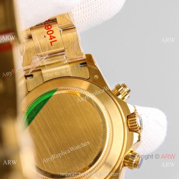 2021 NEW! Swiss Copy Rolex Daytona JH 7750 Watch Rainbow Yellow Gold Full Diamond Dial 6