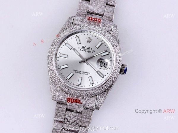 Diamond Rolex Datejust 41 Silver Dial For Mens Watch Best Replica 6