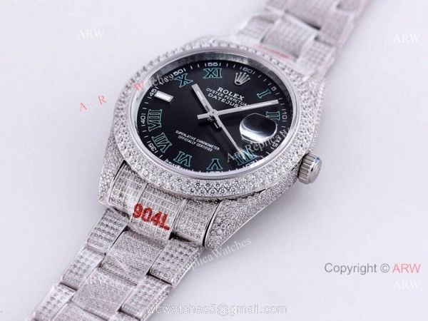Clone Rolex Diamond Watches For Men High Quality Rolex Datejust 41 Dark Rhodium Oyster 6
