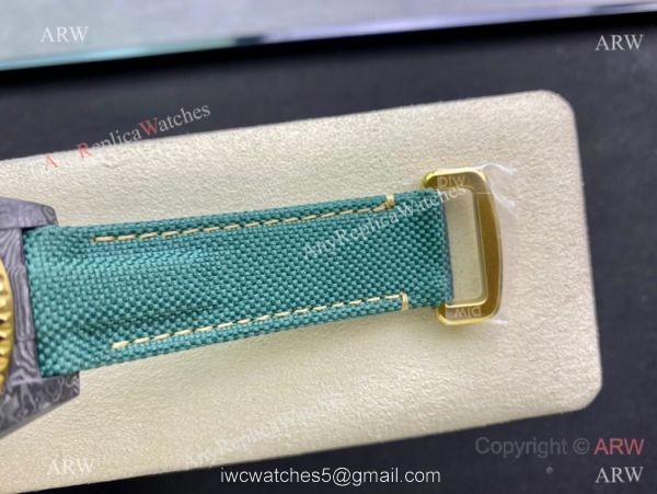2021 Super Clone Rolex Diw GMT-Master 2 Watch JH Factory Cal.3186 Smoked Yellow Dial Green fabric Leather Strap 6