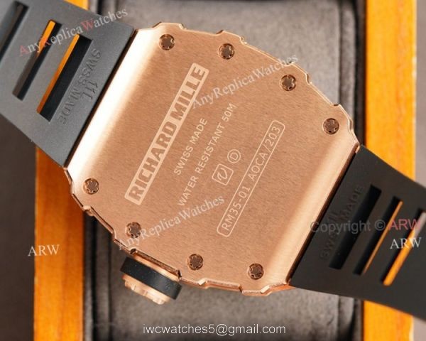 (RM Factory) Rose Gold Richard Mille RM35-01 Replica Watch With Diamonds 6