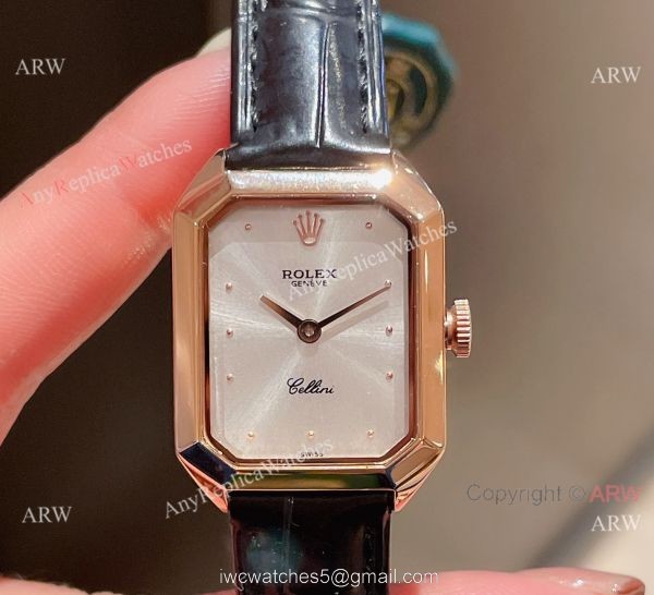 Fake Rolex Cellini Lady Dark Green Dial Rose Gold Case 24mm Watch 6