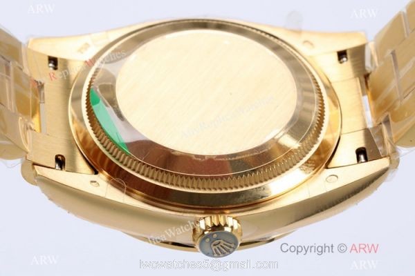 (EW) Swiss Copy Rolex Day Date Watch 36 Yellow Gold Center Diamond Strap 6