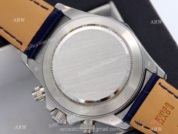 R7 Swiss Replica Rolex Cosmograph Daytona Paved Diamond Watch Blue Leather Strap 6