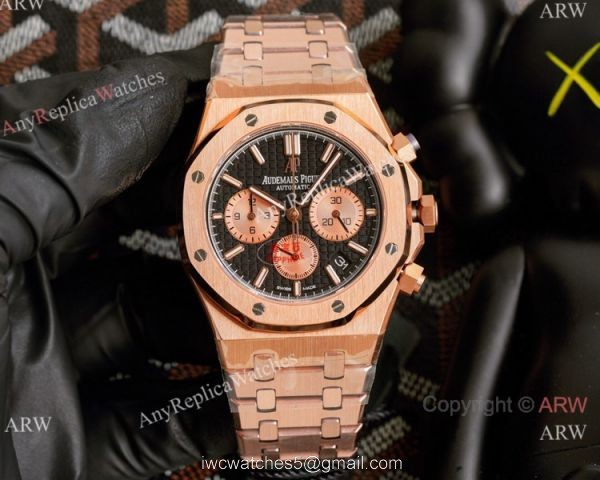 Knockoff Audemars Piguet Royal Oak Rose Gold Chronograph White Dial Watches 42mm 6