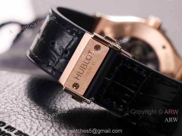 Best Hublot Classic Fusion Skeleton Tourbillon Rose Gold Replica Watch Hand-Winding 6