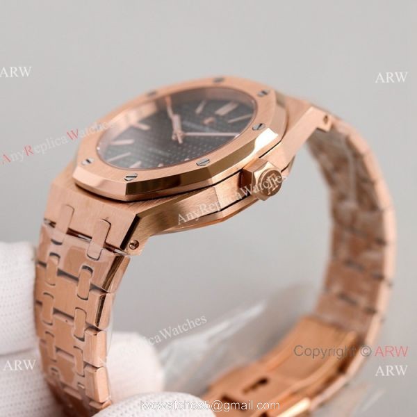 JH Factory Copy Audemars Piguet Royal Oak Women 37mm Cal.3120 Watch Rose Gold Blue Dial 6