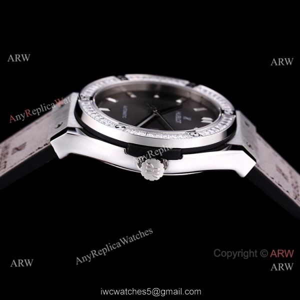 Copy Hublot Classic Fusion Diamond Bezel Green Dial Watch Citizen 8215 Movement 6