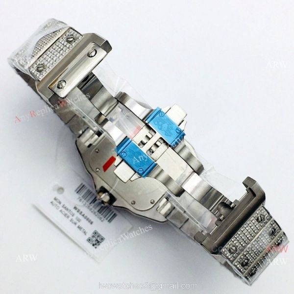 Best Copy Iced Out Cartier Santos Watch Automatic Cartier Santos 100 Diamond Watch 6