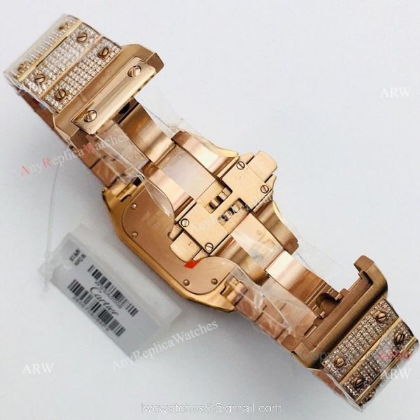 Best Copy Cartier Santos 100 Diamond Watch White Dial With Roman Markers 6