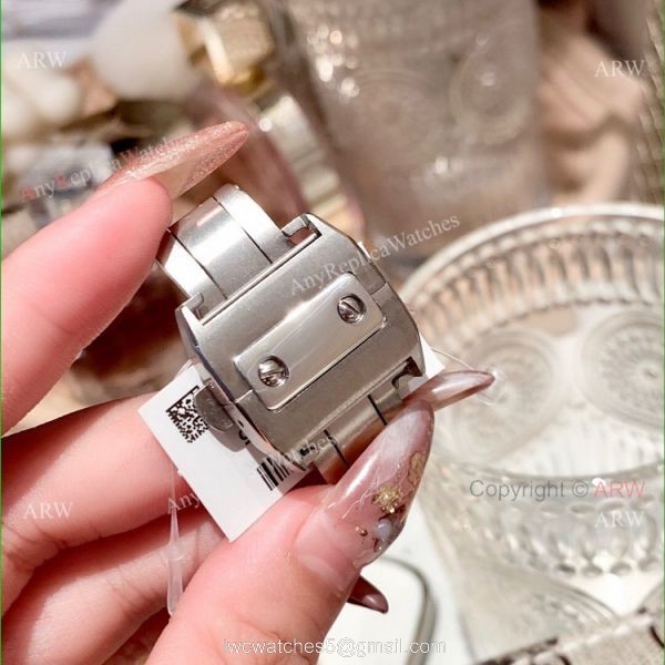 36mm Ladies Cartier Santos 100th Anniversary Full Diamonds Watch Swiss Replica 6