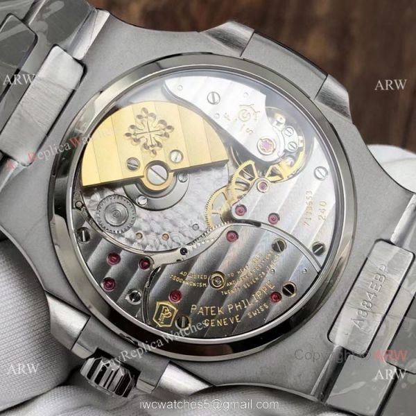 PPF Super Clone Patek Philippe Geneve Nautilus Moon phase Stianless Steel Gradient Blue Watch 40mm 6