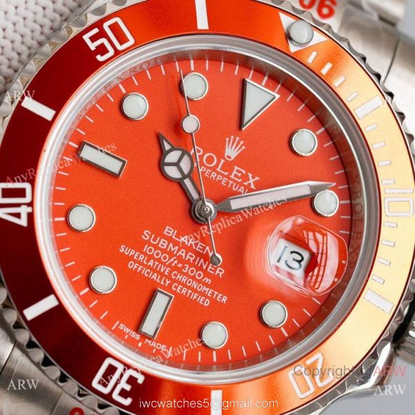 Swiss Grade Orange Dial 904L Steel Blaken Rolex Submariner Replica Watch Limited Edition Watch 6
