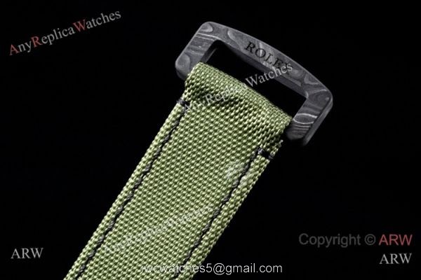 2021 Rolex DiW GMT-Master II Custom Watch JH Cal.3186 Forged Carbon Green Nylon Strap 6