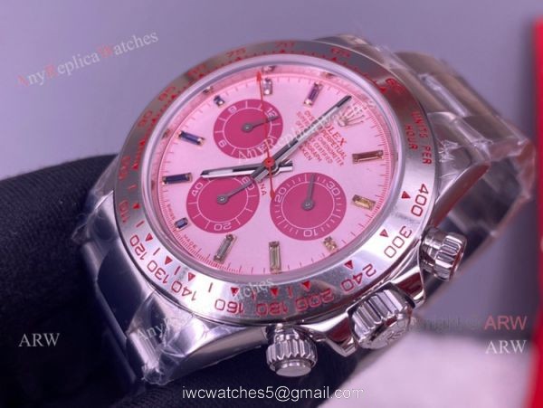 Best Noob Rolex Daytona Pink Dial Stainless Steel Watch 4130 Replica 6