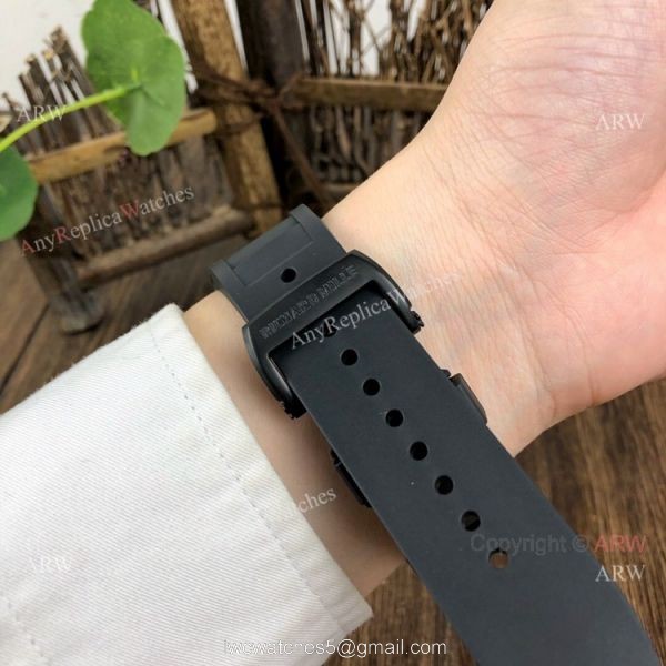 Copy Richard Mille Rm 055 Black With Blue Inner Bezel Transparent Rubber Strap Watch 6