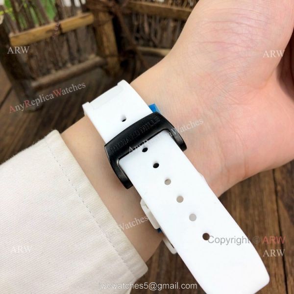 Copy Richard Mille Clear Watch RM055 Carbon Fiber White Rubber Strap Watch 6