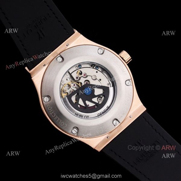 Stainless Steel Hublot Classic Fusion 42mm White Dial White Leather Strap Watch Replica 6