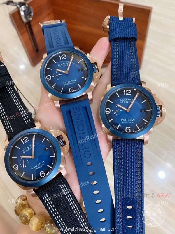 New Panerai 2021 Watches -Replica Panerai Luminor Marina 44mm Blue Dial Rubber Strap 6