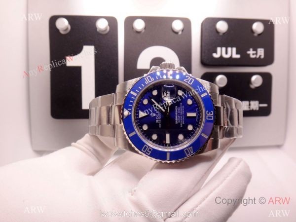 EW Swiss 3255 Rolex Smurf Submarimer Replica Watch Blue Ceramic Bezel 6