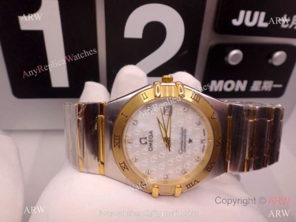 Copy Omega Constellation Two Tone White MOP Dial Watch Men 6