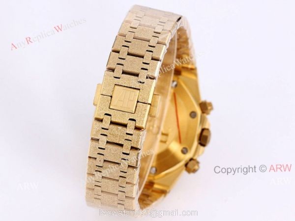 New Audemars Piguet Royal Oak Frosted Gold 41mm Green Dial Chronograph Watch Replica 6