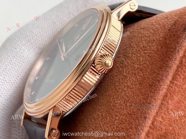 Swiss Replica Patek Philippe Calatrava Classic Watch Blue Face Brown Leather Strap For Men 6