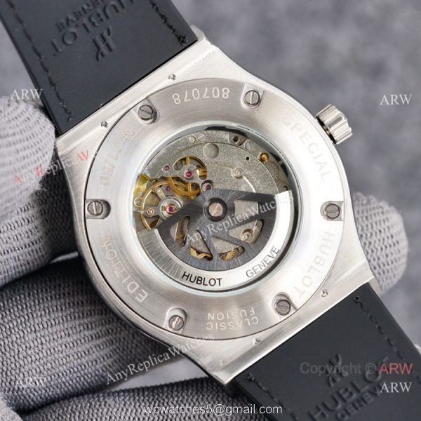 2021 Replica Hublot Classic Fusion 42mm Black Dial Rubber Strap Watches 6