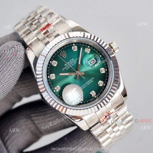 Rolex Datejust 41mm Green Dial With Diamond Markers Jubilee Watch Swiss Replica 6