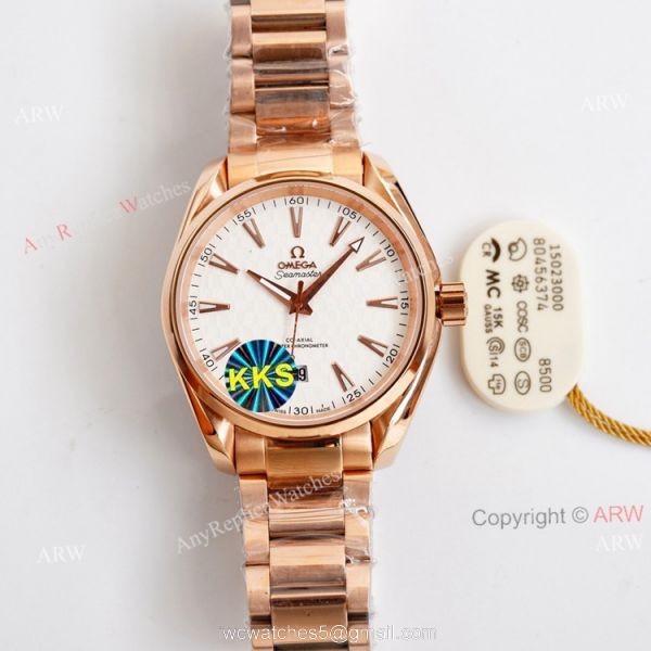 New Omega Aqua Terra 150m Black Dial Two Tone Rose Gold Automatic Copy Watch 41 6