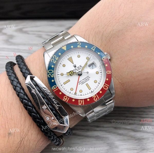 Replica Vintage Rolex GMT-Master 6542 White Face Asia 2836 Rolex Oyster Watch 6