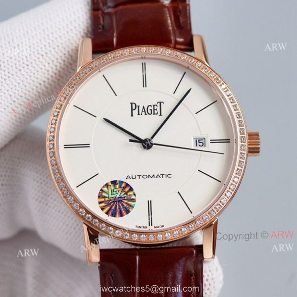 Swiss Grade Piaget Altiplano Black Face Brown Leather Strap Asia Swiss ETA2824 Clone Watch 6