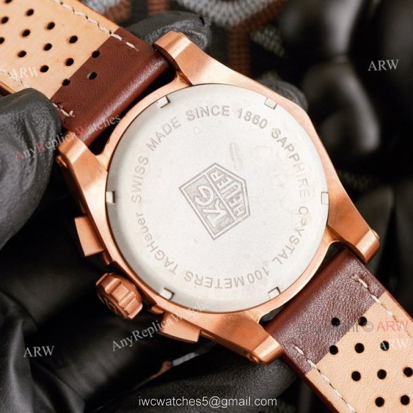 New Tag Heuer MP4-12C Chronograph Knockoff Watch Rose Gold Brown Leather Strap 6
