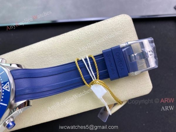 New OM Factory Omega Seamaster Diver 300m Grey Dial Blue Rubber Strap Replica Watch For Men 6
