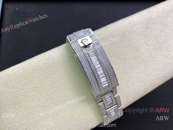 Swiss Replica Rolex Submariner 2836 Iced Out Watch Stainless Steel Black Diamond Bezel 6