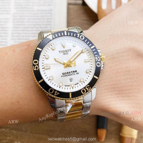 New 45mm Tissot Seastar Black Face Black Rubber Strap Swiss Quality Replica Watch 6