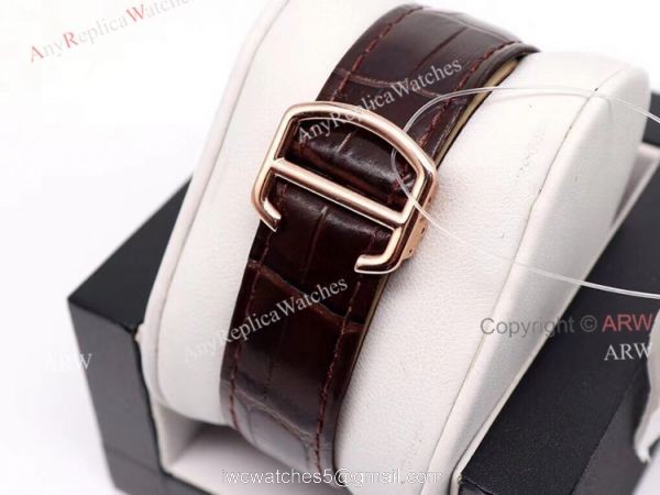 Replica Cartier Ballon Bleu 42mm Leather Strap Rose Gold Watch With Diamonds 6