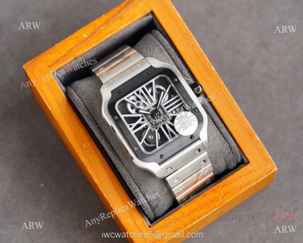 New Two Tone Rose Gold Santos de Cartier Skeleton watch WHSA0016 6