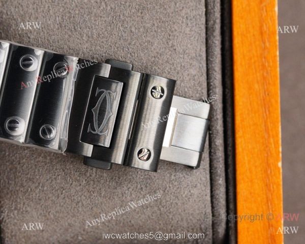 New Replica Santos de Cartier Skeleton watch All Black Swiss Quality 6