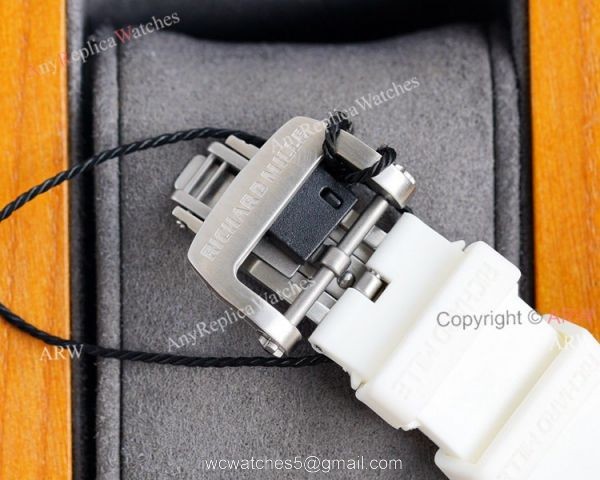 (RM Factory) Copy Richard Mille RM010 Watch With Diamonds White Rubber Band 6