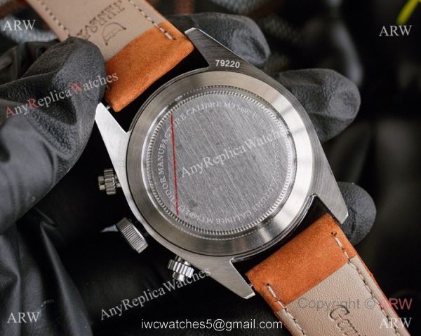 Clone Tudor Heritage Black Bay Chronograph Watch Stainless steel Brown Leather Strap 6