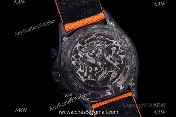 NEW! TW Super Clone Rolex DIW Daytona 7750 Watch 40mm Carbon Orange Fabric Leather Strap 6