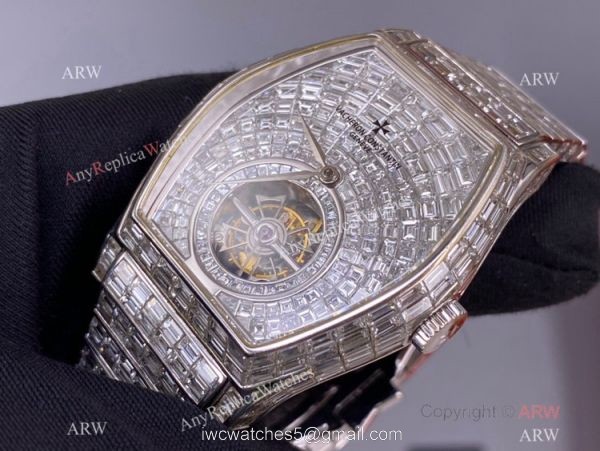 Iced Out Vacheron Constantin Malta Series P30630 Watch Full Diamond Stainless Steel Strap 6