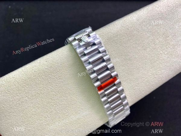 (EW)Rolex Day-Date 40mm 1:1 EWF V2 Swiss 3255 Copy Watch Diamond Markers Silver Presidential bracelet 6