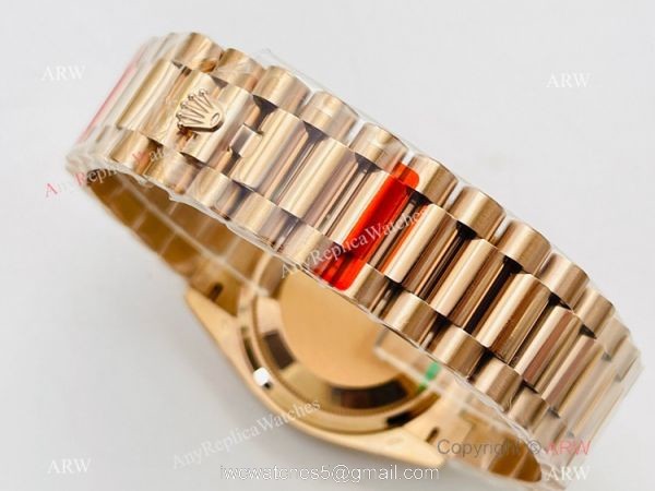 EW Factory V2 Super Clone Rolex Rose Gold DayDate 40 EWF 3255 White MOP Rose Gold Bracelet with nfc card 6