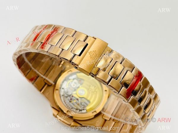 PFF Factory V4 Patek Philippe Nautilus Replica Watch Swiss 9015 Rose Gold Brown Dial 6