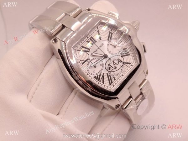 Clone Cartier Roadster de Stainless Steel Chronograph Watch 45mm Swiss Grade Case 6